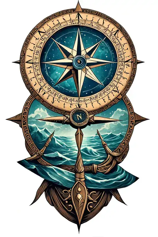 vegvisir viking compass tattoo design idea