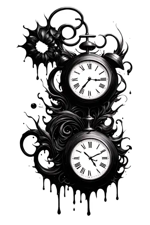 clock melting tattoo design idea