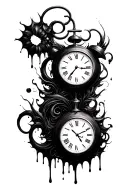 clock melting tattoo design idea