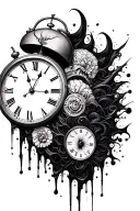 clock melting tattoo design idea