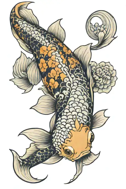 koi fish dragon wrapped tattoo design idea