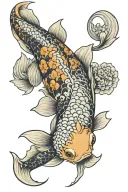 koi fish dragon wrapped tattoo design idea