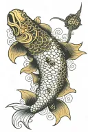 koi fish dragon wrapped tattoo design idea