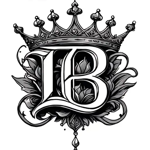 letter B with crown above it tattoo design idea