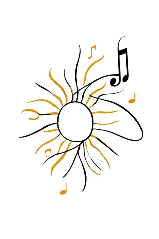 sunshine and music note intertwined tattoo design idea