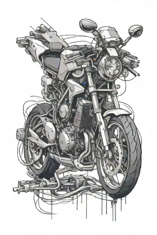 Electrical circuit intertwined with a Honda CBR racing motorcycle tattoo design idea