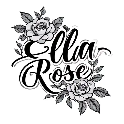 Sapphire name written Ella-Rose name written tattoo design idea
