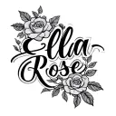 Sapphire name written Ella-Rose name written tattoo design idea