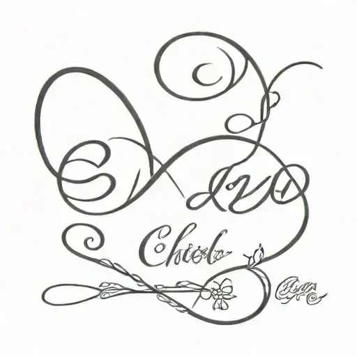 infinity sign with heart and name written of "CHELSEA"  tattoo design idea