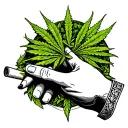 weed joint rolling by two hands tattoo design idea