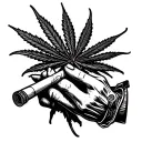 weed joint rolling by two hands tattoo design idea