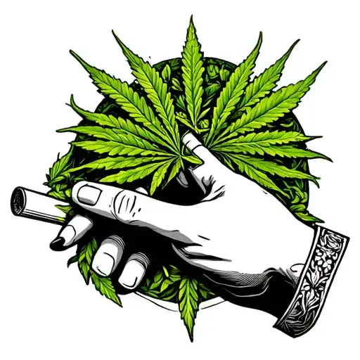 weed joint rolling by two hands tattoo design idea