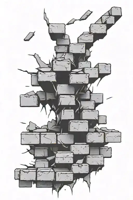 brick wall being torn tattoo design idea