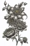 marigold, Gladiolus,daisy, chrysanthemum, daffodil, carnation tattoo design idea