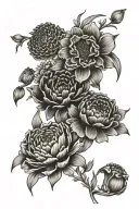 marigold, Gladiolus,daisy, chrysanthemum, daffodil, carnation tattoo design idea