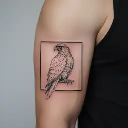 hawk perched tattoo design idea