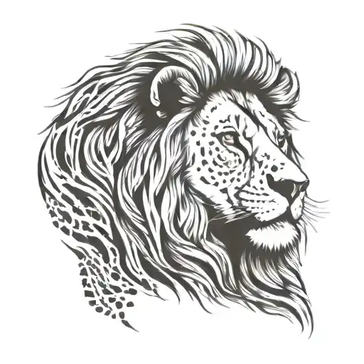 lion fingerprint tattoo design idea