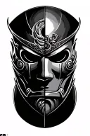 ronin mask split in half tattoo design idea