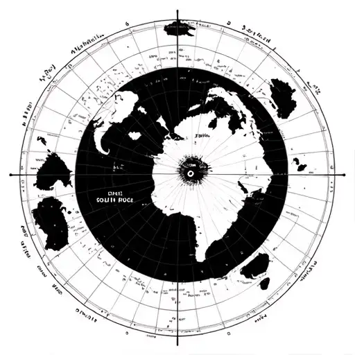 Antarctica map with latitude lines, South Pole and Ross Island marked tattoo design idea