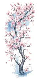 cherry blossom tree with falling pedals  tattoo design idea