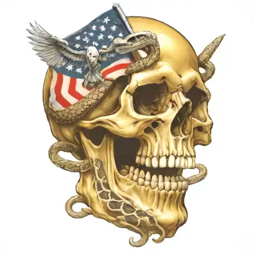 gadsden flag pistols snake skull tattoo design idea