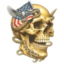 gadsden flag pistols snake skull tattoo design idea