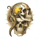 gadsden flag pistols snake skull tattoo design idea