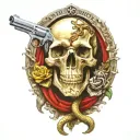 gadsden flag pistols snake skull tattoo design idea