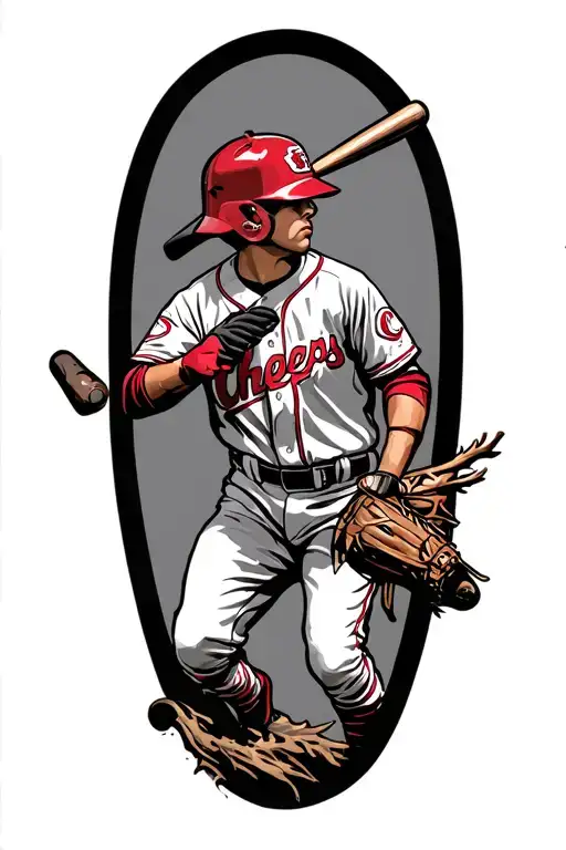 kids, baseball, kansas city chiefs, hunting scene tattoo design idea