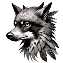 wolf and eagle feathers  tattoo design idea