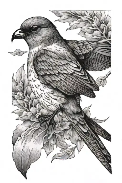 storm petrel with little winds behind,elegant and non realistic tattoo design idea