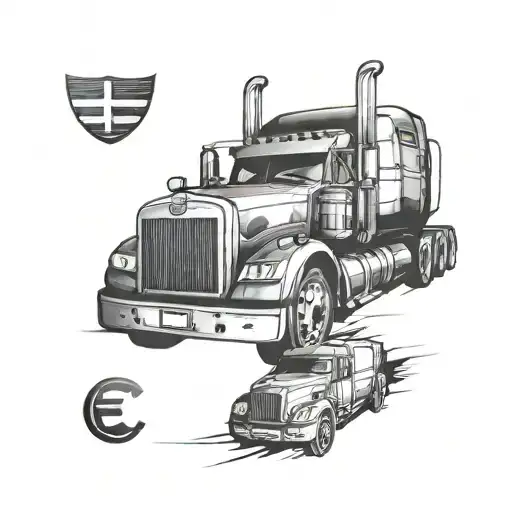 euro truck driving tattoo design idea