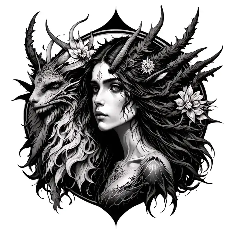 trauma healing druid tattoo design idea