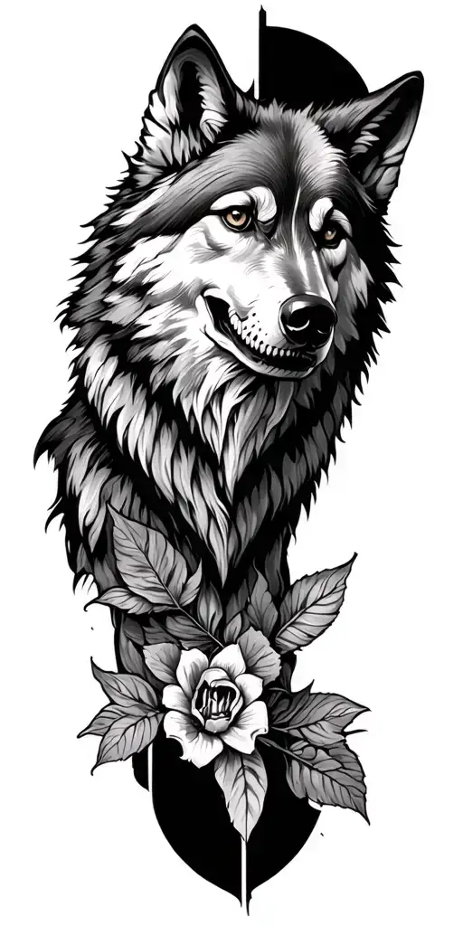memento mori with animal synbolism wolf tattoo design idea