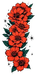 blackout filled with negative space sparkles and American traditional flowers  tattoo design idea