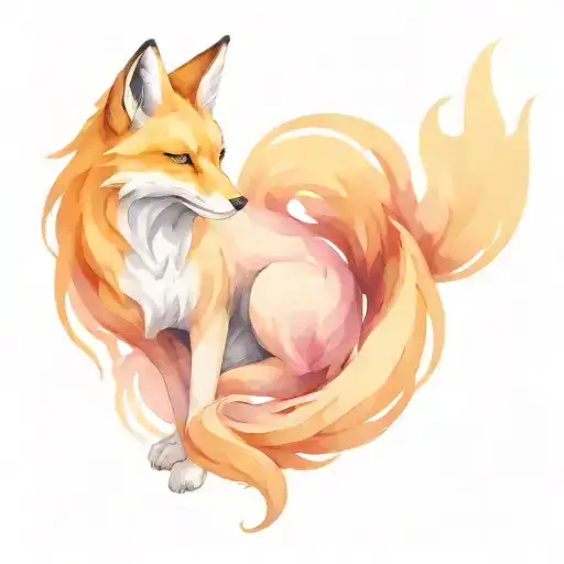 nine tailed foxes tattoo design idea