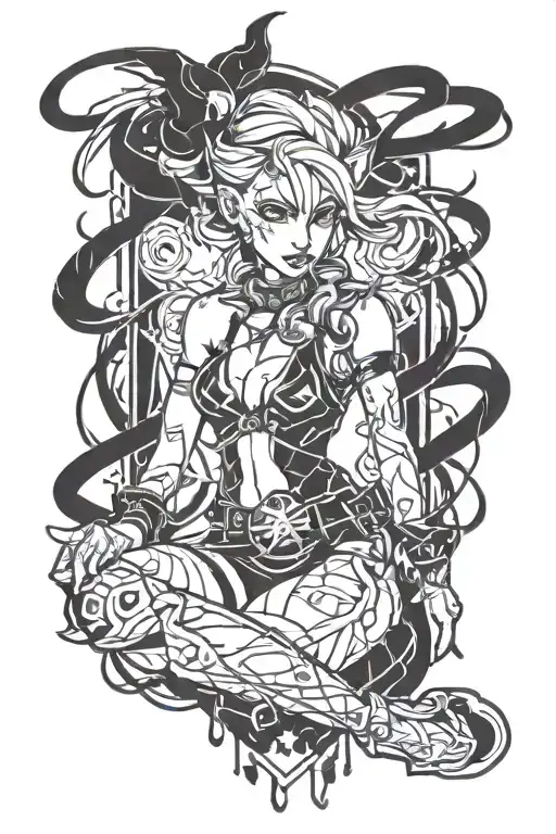 jinx from arcane league of legends tattoo design idea