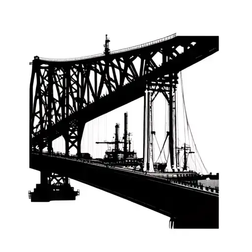 vincent Thomas bridge with vessels and refinery  tattoo design idea