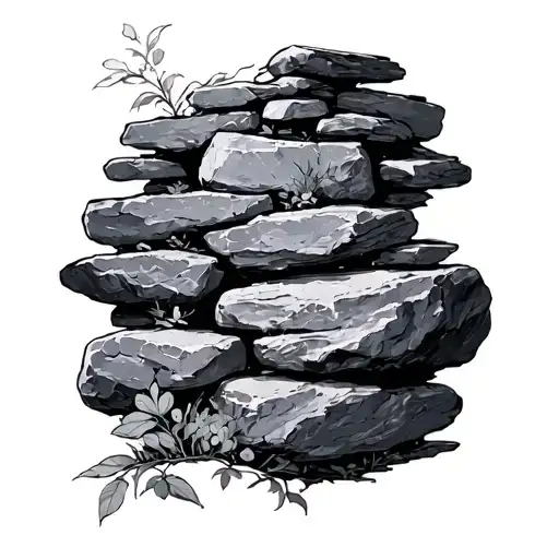 a stone wall art tattoo design idea