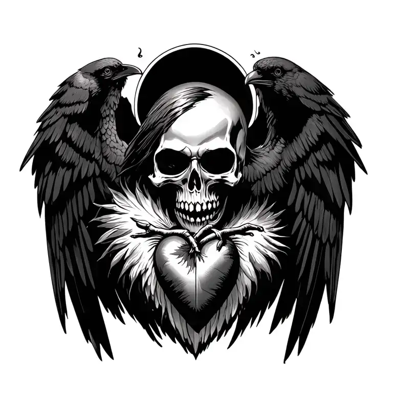 Grim Reaper Sacred Heart raven tattoo design idea