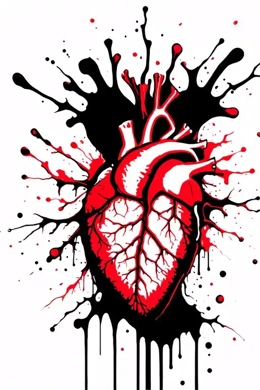Circulatory System of the Heart with veins expanding tattoo design idea