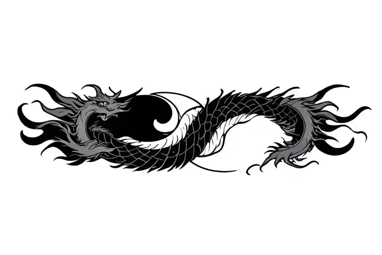 Double Dragon Yin Yang tattoo design idea