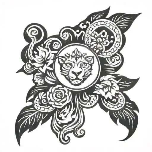 LEO SUN BLESSED WORD tattoo design idea