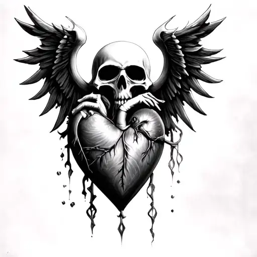 Grim Reaper Sacred Heart hyper realism tattoo design idea