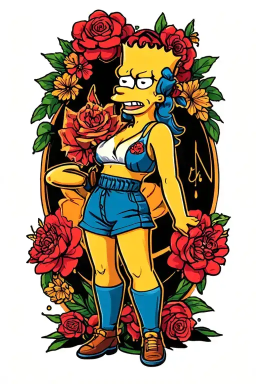 Maggie Simpson sexy looking straight ahead standing tattoo design idea
