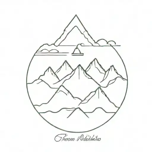ocean mountains tattoo design idea