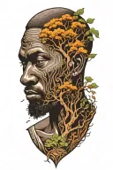 African man and a tree tattoo design idea