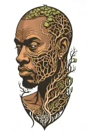 African man and a tree tattoo design idea