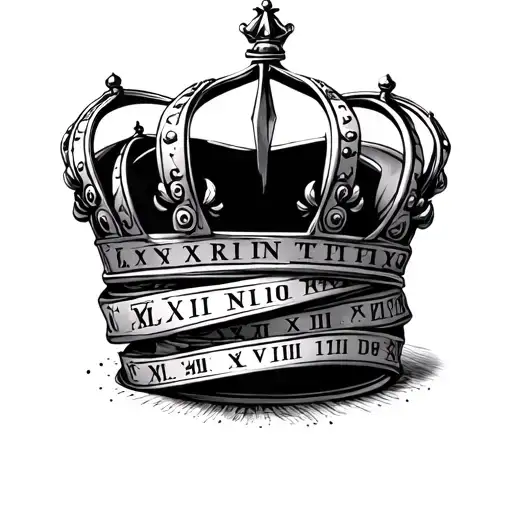 birthday roman numeral dates tightly wrapped with a crown  tattoo design idea