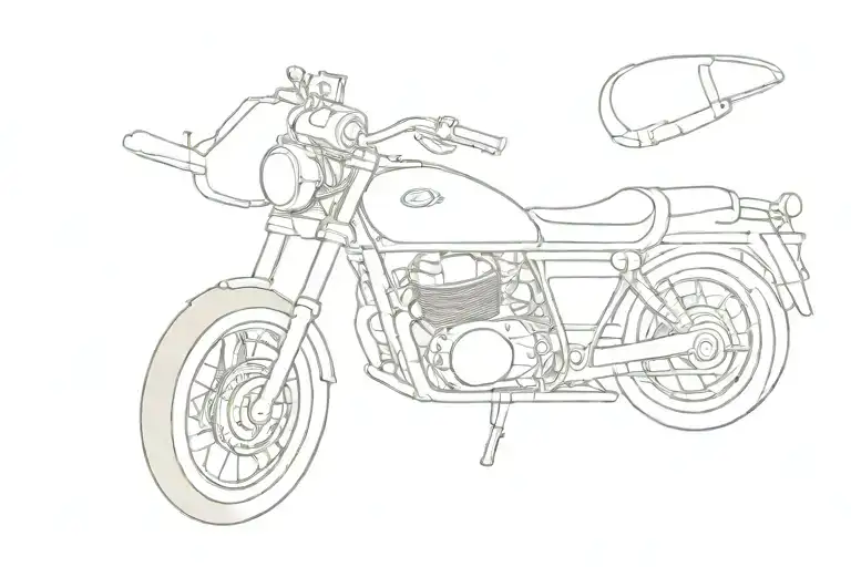 avenger 220 motorbike and camera and coffee cup tattoo design idea